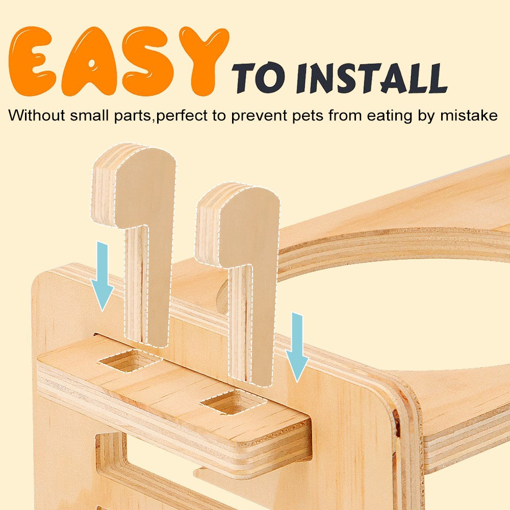 Suporte de tigelas de madeira elevada ajustável para cães