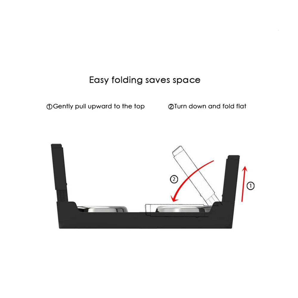 Suporte ajustável com tigelas para alimentação de cães - Aço inox, cães pequenos, médios e grandes