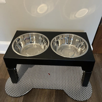 Suporte ajustável com tigelas para alimentação de cães - Aço inox, cães pequenos, médios e grandes