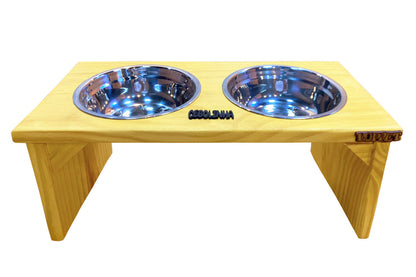 Comedouro Duplo Elevado de Madeira