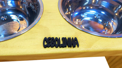 Comedouro Duplo Elevado de Madeira