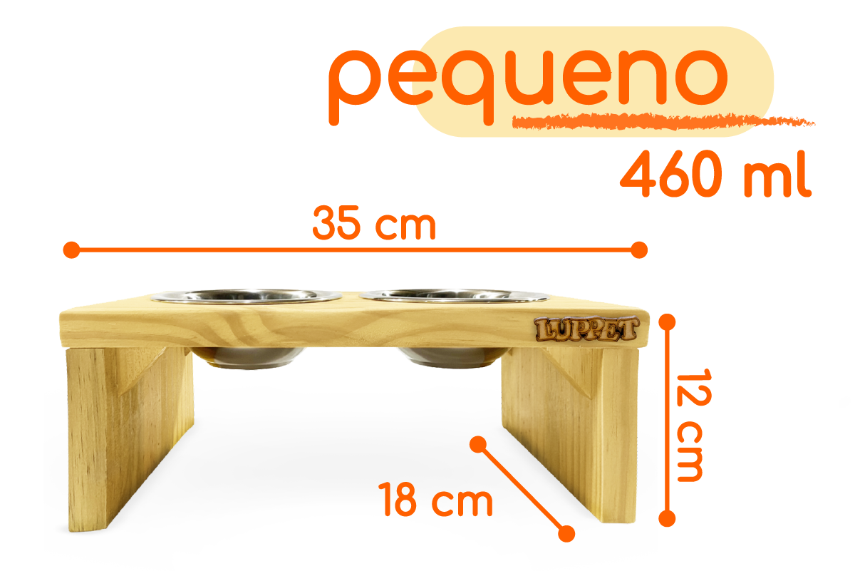 Comedouro Duplo Elevado de Madeira