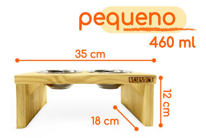 Comedouro Duplo Elevado de Madeira