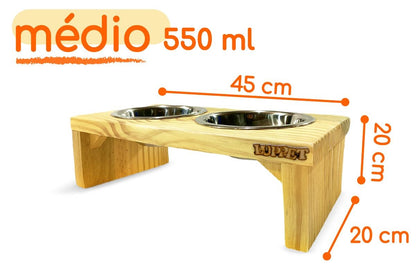 Comedouro Duplo Elevado de Madeira