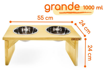 Comedouro Duplo Elevado de Madeira